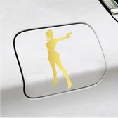 Bumpersticker - Femme avec fusil - 8 X 16 - Or