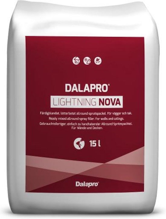 Dalapro Lightning Nova - Spuitplamuur - Vullen, uitvlakken, finishen - Zak 15 L - licht grijs
