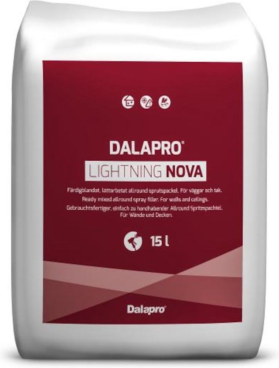 Dalapro Lightning Nova - Spuitplamuur - Vullen, uitvlakken, finishen - Zak 15 L - licht grijs