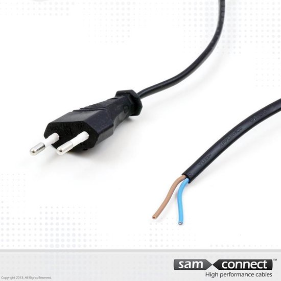 2-aderige aansluitkabel incl. stekker, 5m | Stroomkabel 230v | Voedingskabel | sam connect kabel
