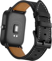 Leer Smartwatch bandje - Geschikt voor Xiaomi Mi Watch Lite leren bandje - zwart - Strap-it Horlogeband / Polsband / Armband
