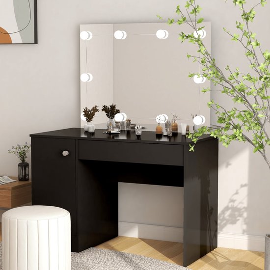 Kaptafel Met Spiegel En Verlichting Zwart