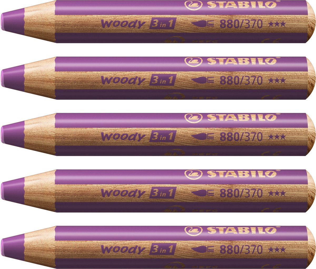 STABILO Woody 3 in 1 - Multitalent Potlood - Lila - Doos Met 5 Stuks