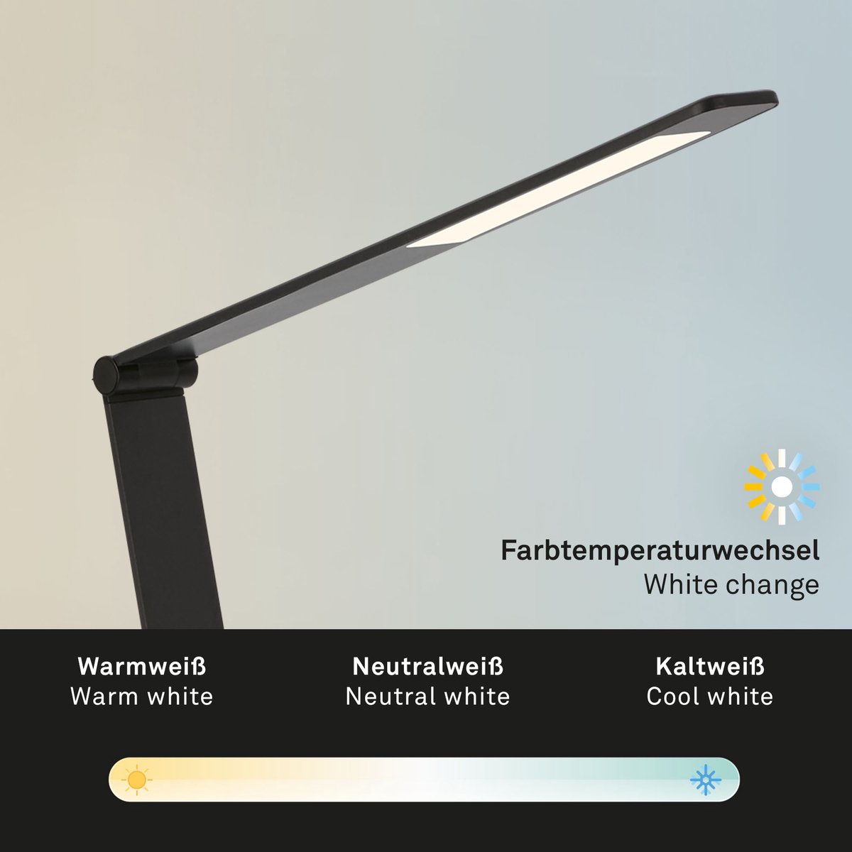 BRILONER - LED tafellamp verstelbaar draaibaar bureaulamp touch kleurtemperatuur instelbaar dimbaar 6W zwart thumbnail 6