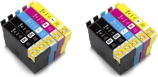IPEXNL geschikt voor Epson inktcartridges voor Epson 502XL, 502 XL, 502 box 10x van (4x zwart en 2x kleuren) geschikt voor o.a. printers Epson Expression Home XP-5100 , XP-5105, Epson WorkForce WF-2860 DWF , WF-2865 DWF