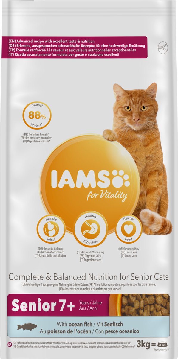 Iams Senior kattenvoer met zeevis 2 x 3 kg