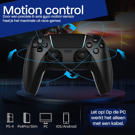 Pro Draadloze Controller V2 - Geschikt voor Sony Playstation 4 PS4 - Controllers - Draadloos - Zwart - Haptic Feedback - CoverMore