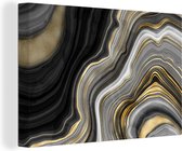 Peinture sur toile 140x90 cm - Décoration murale Marbre - Pierre - Agate - Noir et or - Décoration murale murale salon - Décoration chambre - Accessoires de chambre - Peintures