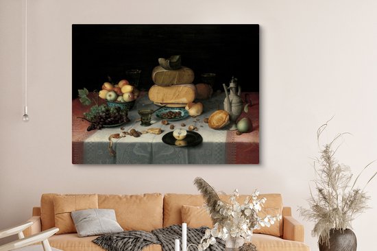 Toile - Peinture Nature morte aux fromages - Oeuvre - Maîtres anciens - 160x120 cm - Décoration de chambre - Salon