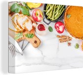 Toile Peinture Légumes - Fruits - Viande - Herbes - 80x60 cm - Décoration murale