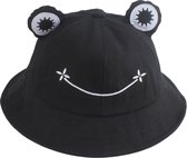 Vissershoedje kikker - Bucket Hat - Hoed - Festival - Volwassenen - Dames - Heren - Katoen - zwart