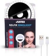 JUST23 Ringlamp voor Telefoon, Laptop & Tablet – Selfie Ring light – Make Up LED lamp – Tiktok - Zwart