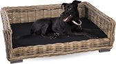 Topmast KUBU - Rieten Hondenmand - Hondensofa - Hondenmand Rotan - Met zwart Hondenkussen - Compleet Hondenbed - 96 x 67 cm