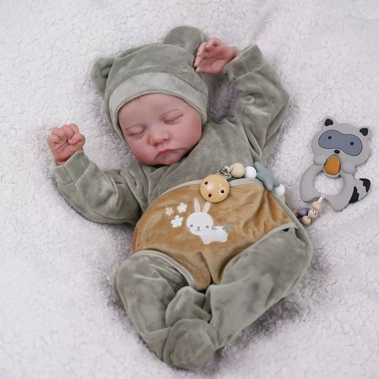 Poupée Reborn baby 'Liam' - 43 cm - Garçon endormi - Vinyle intégral -  Combinaison et... | bol