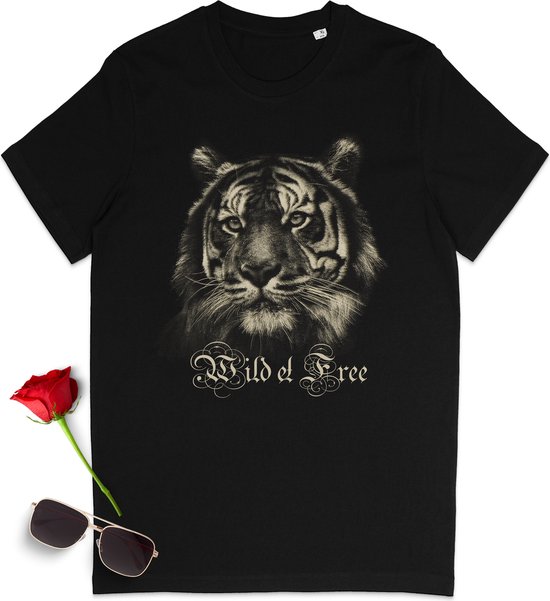 T shirt met tijger opdruk Tekst Wild and Free Dames en heren tshirt met print . bol