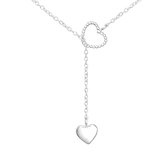 Joy|S - Zilveren hartjes ketting verstelbaar 65 cm - extra lange ketting - xl