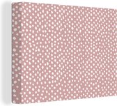 Canvas Schilderij Roze - Stippen - Wit - Patronen - 40x30 cm - Wanddecoratie