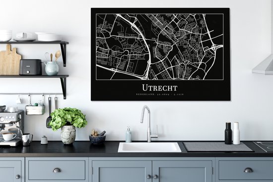 Peinture sur Toile Carte - Plan de la Ville - Utrecht - Carte - 140x90 cm - Décoration murale