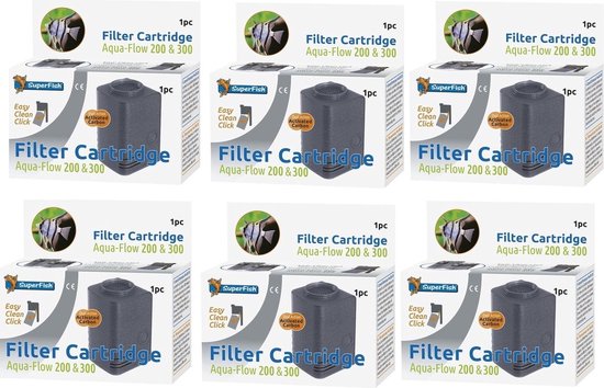 Foto: Superfish aquaflow 200 300 easy click cartridge aquariumfilter navulling 6 stuks bulk verpakking