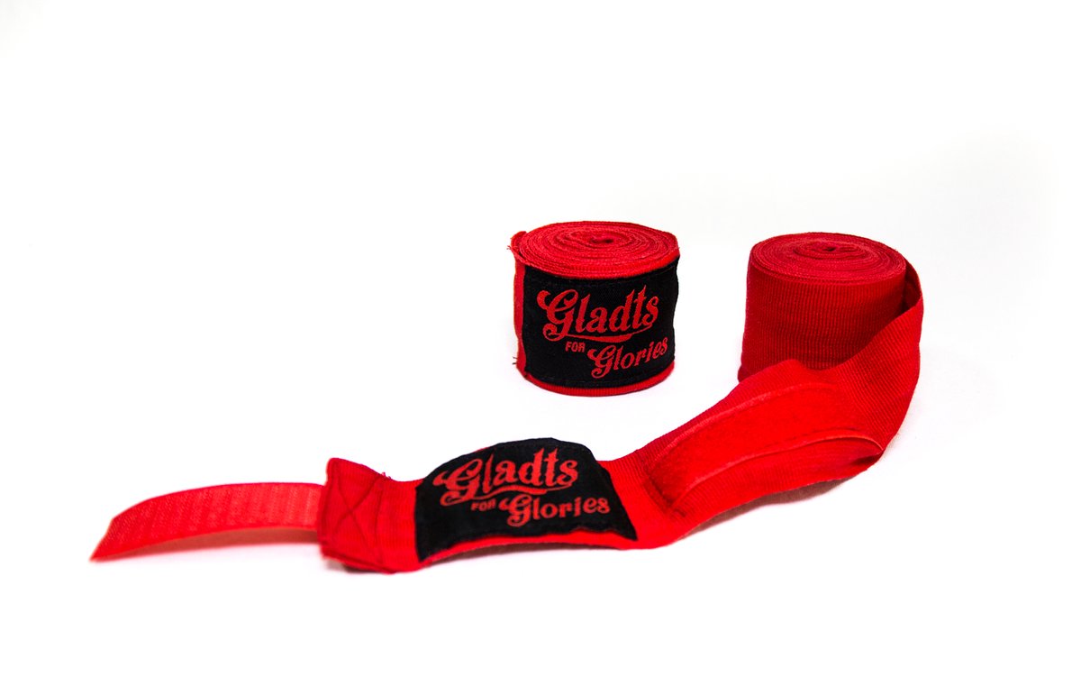 Gladts - Boksbandage - Rood - 460 cm lang - Bandage - Bandages boxing - Boksen - Kickboksen - Mma - Muay thai - Thaiboksen - Bandage boksen - Kickboks bandage - Bandage kickboksen - Boxing wraps - Boxing bandage