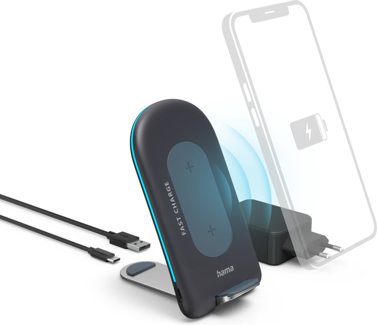 Hama QI-FC15S Smartphone Zwart AC Draadloos opladen Snel opladen Binnen