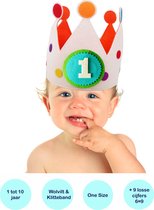 Puk Art© | Verjaardagskroon | Feestmuts | Verjaardagsmuts | Feesthoed | Vilten kroon | off White | Jongen | Meisje | Baby | 0 tot 10 jaar | Kraamcadeau