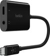 Adapter USB-C naar Jack 3,5mm en USB-C 60W audio en opladen Belkin Zwart