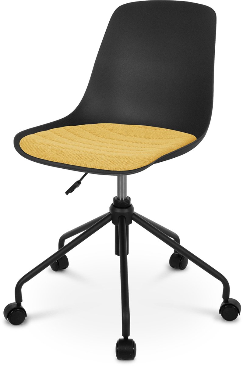 Nout-Liv bureaustoel zwart met okergeel zitkussen - zwart onderstel