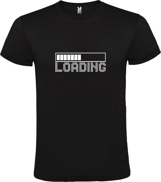 Zwart T-Shirt met “ Loading “ afbeelding Wit Size XS