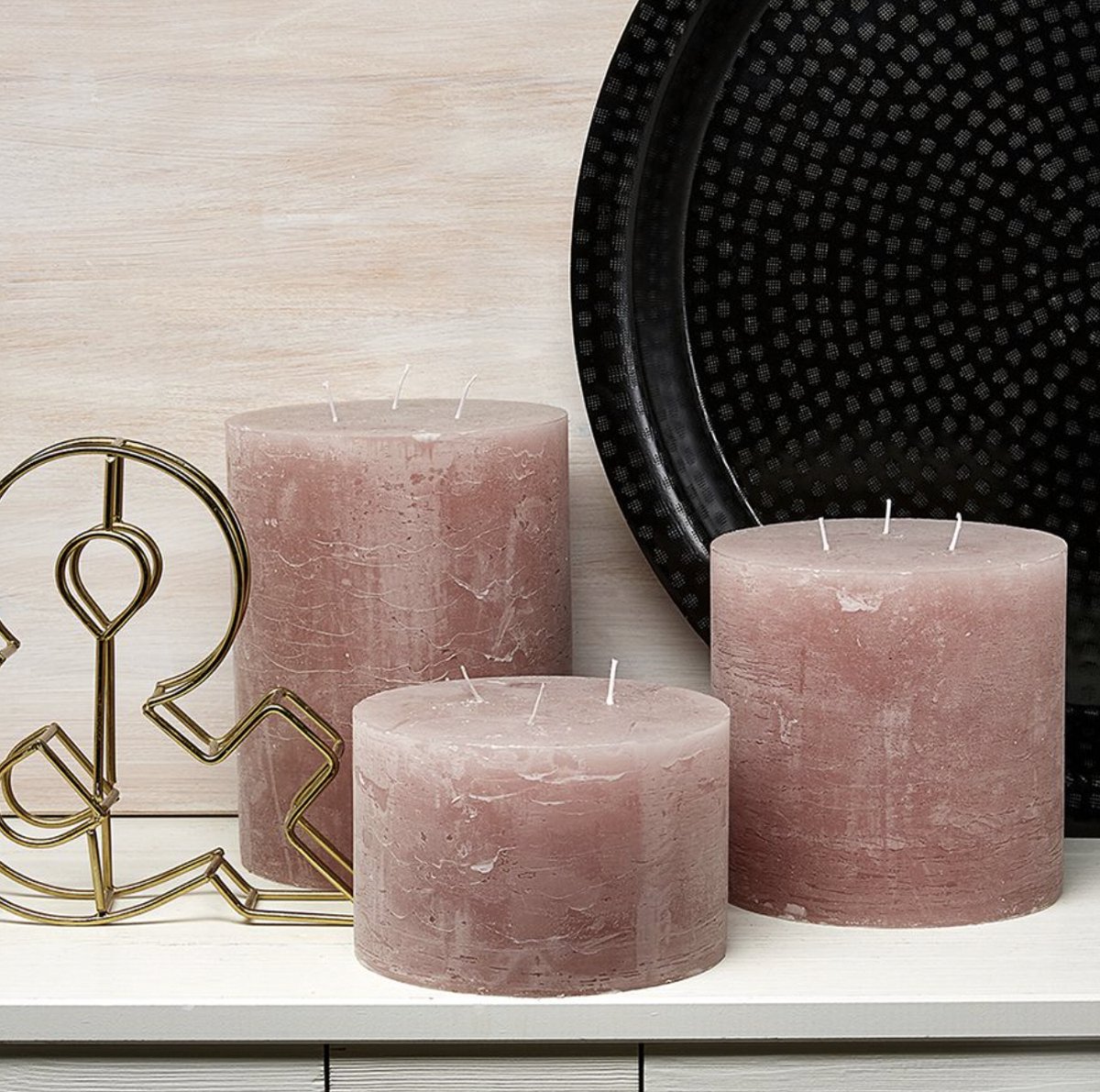 Kaarsen - Stompkaars - 15cm x10cm - 90 branduren - Roze - 3 Lonten - Rustieke uitstraling — cadeau in Wonen & Interieur - foto 2