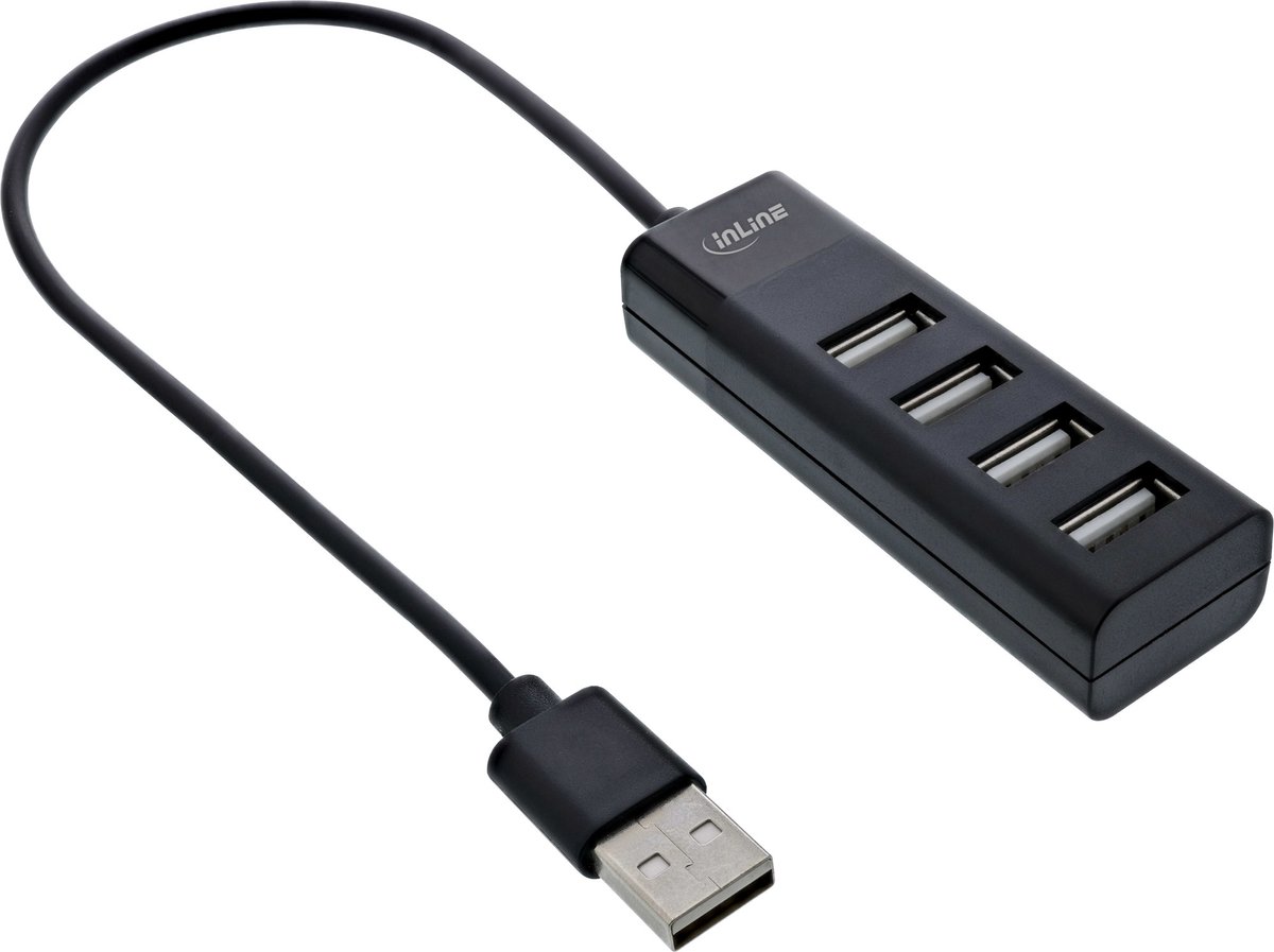 InLine USB hub (USB-A) | 4x USB-A | USB2.0 | compact | 0,30 meter
