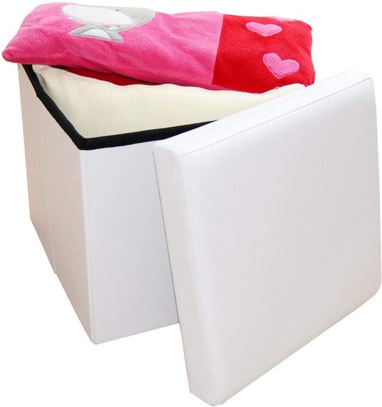 Opvouwbare Opberg Poef - Hocker – Bench – Bench with Storage space - Zitkist – Woonkamer accessoires38 x 38 x 38 cm