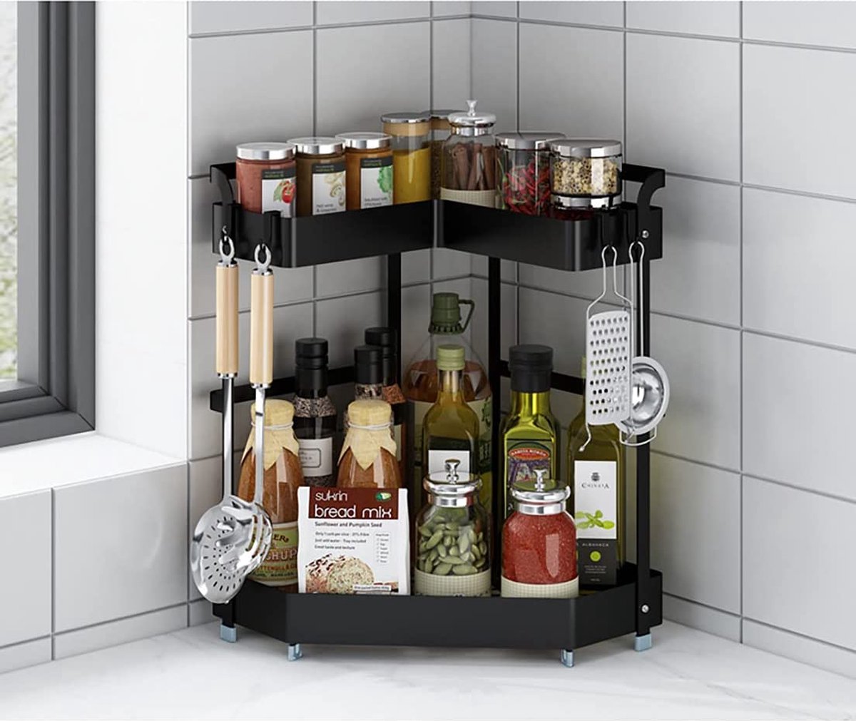 Spice rack kruidenrek rek voor bewaren van kruidenpotten kruidenorganiser
