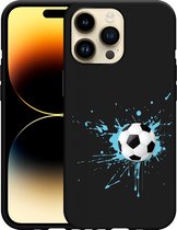 Geschikt voor Apple iPhone 14 Pro Max Hoesje Zwart Soccer Ball - Designed by Cazy