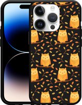Geschikt voor Apple iPhone 14 Pro Hoesje Zwart Cute Owls - Designed by Cazy