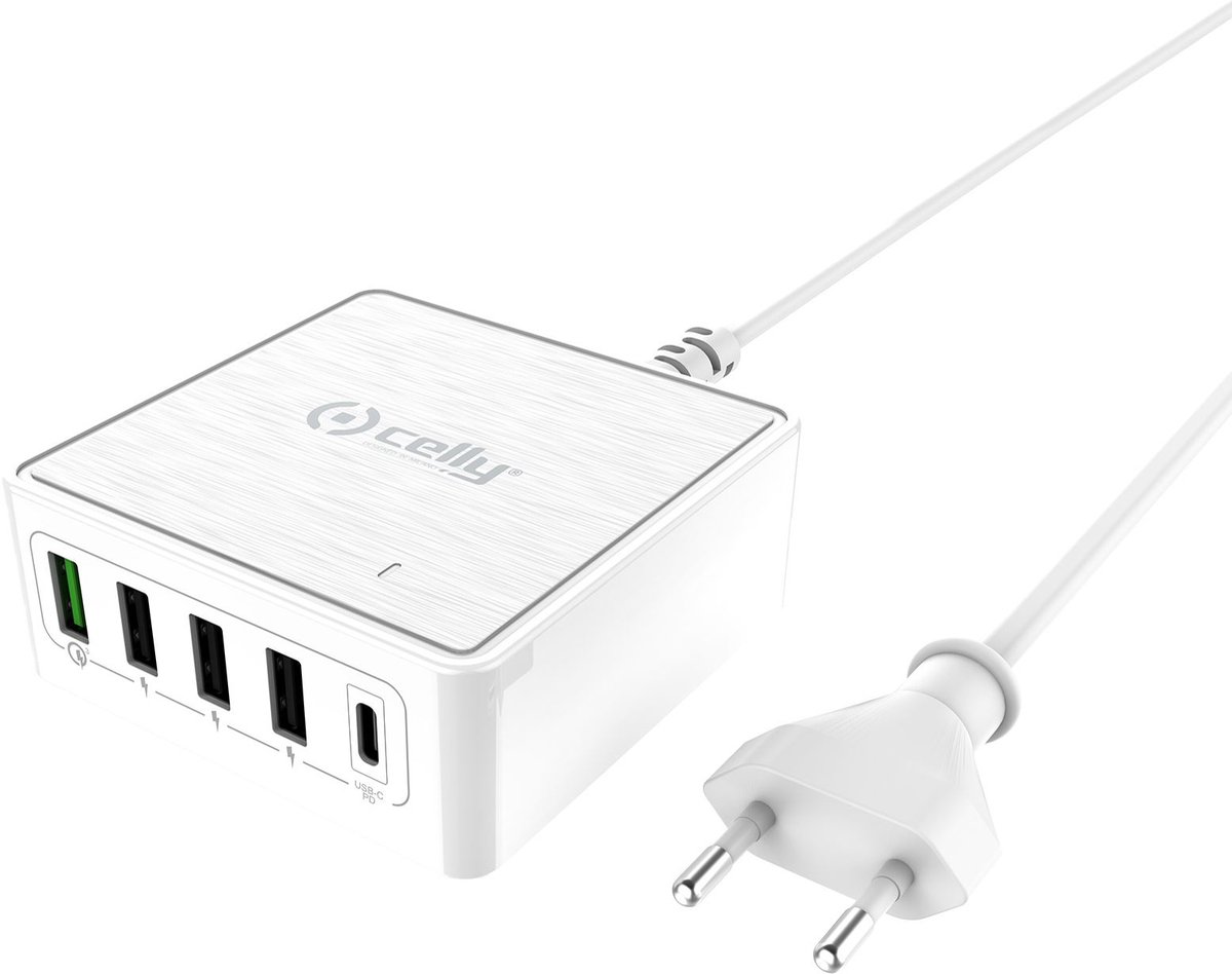 Celly PSUSBC60WWH oplader voor mobiele apparatuur Wit Binnen