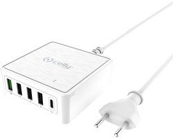 Celly PSUSBC60WWH oplader voor mobiele apparatuur Wit Binnen