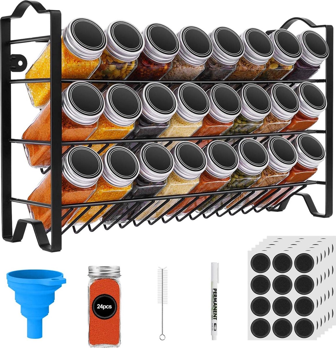 LOYUYU Kruidendoos roestvrij 304 stalen rand, kruidenrek, kruidenpotten