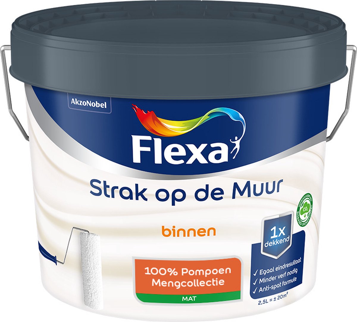 Flexa - Strak op de muur - Muurverf - Mengcollectie - 100% Pompoen - 2,5 liter