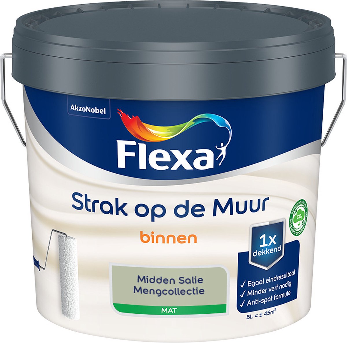 Flexa Strak op de muur - Muurverf - Mengcollectie - Midden Salie - 5 Liter