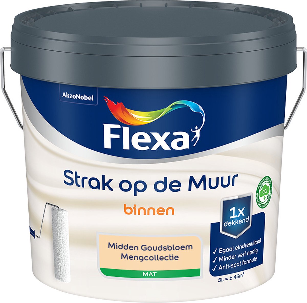 Flexa - Strak op de muur - Muurverf - Mengcollectie - Midden Goudsbloem - 5 Liter
