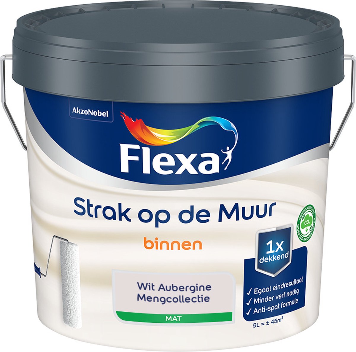 Flexa - Strak op de muur - Muurverf - Mengcollectie - Wit Aubergine - 5 Liter