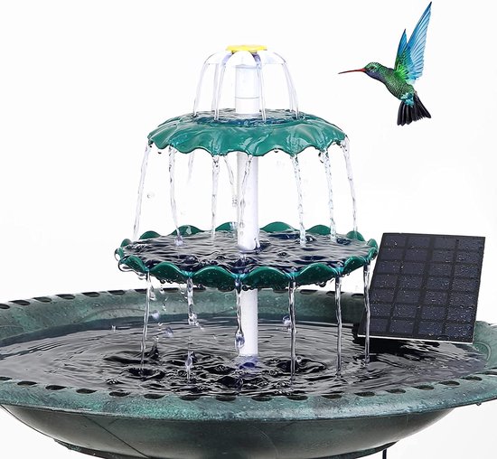 Bain d'oiseaux avec fontaine solaire 2,5 W - Nourriture pour oiseaux d' extérieur à 3