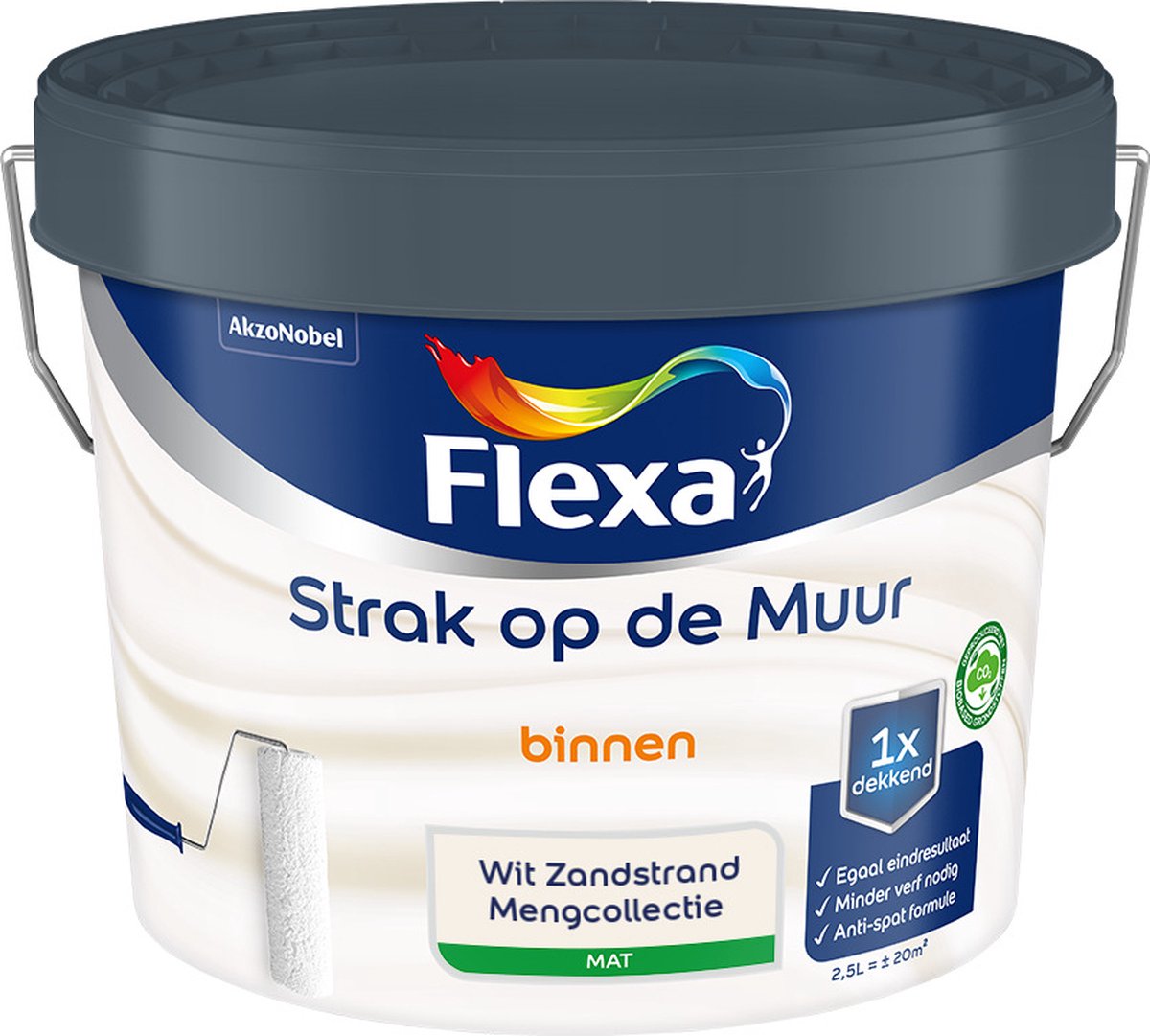 Flexa - Strak op de muur - Muurverf - Mengcollectie - Wit Zandstrand - 2,5 liter