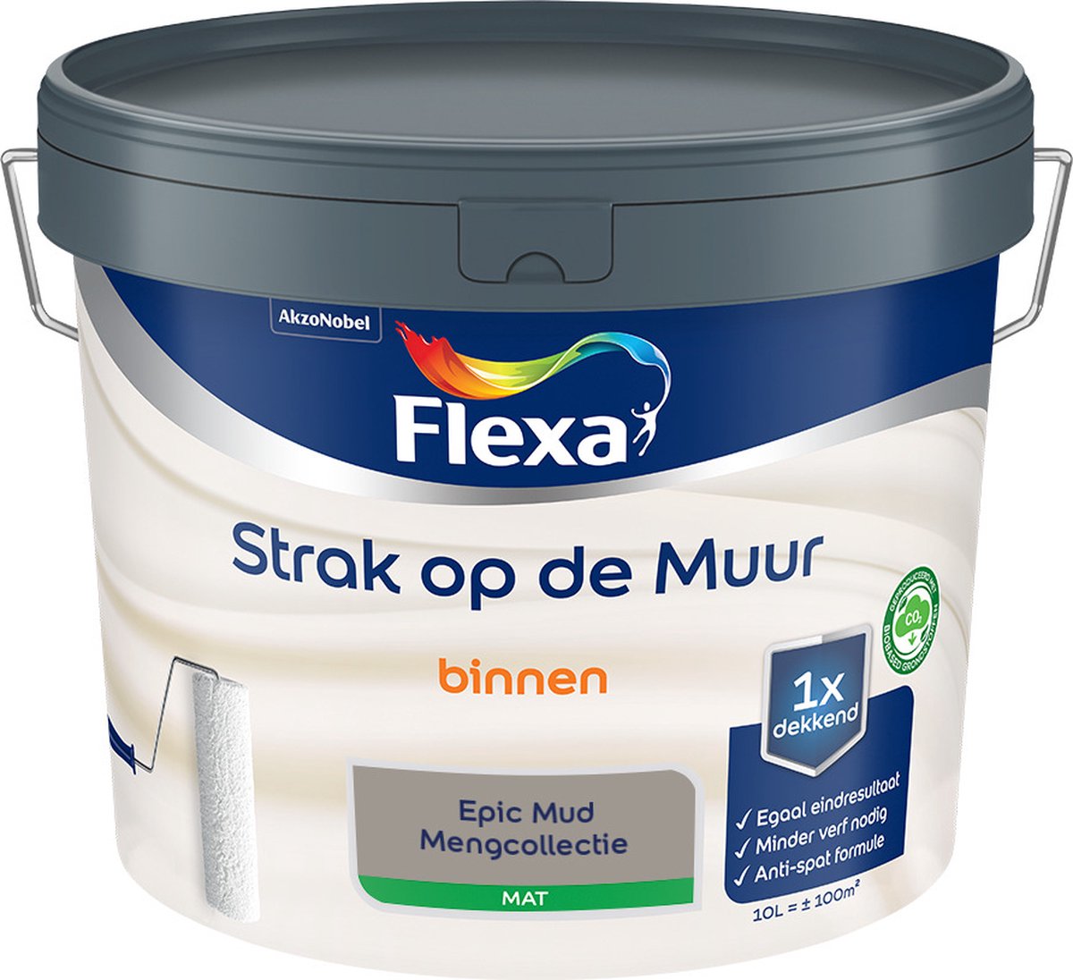 Flexa Strak op de Muur Muurverf - Mat - Mengkleur - Epic Mud - 10 liter