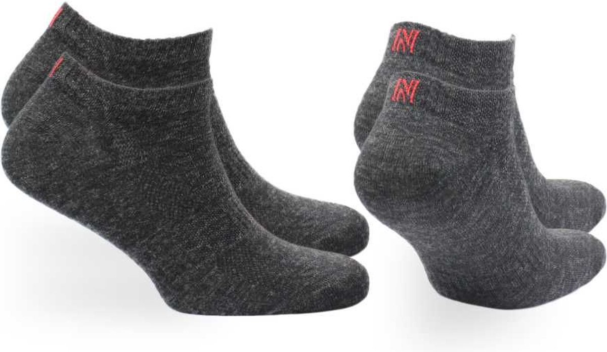 Norfolk - Wandelsokken - 2 paar - Merino wollen sokken met Snelle Vochtopname - Laag gesneden Sportsokken - Zwart - 39-42 - Sheldon Low-cut