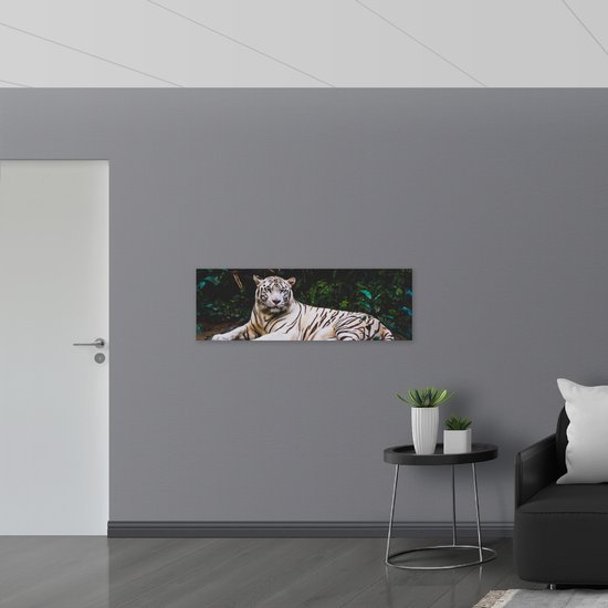 WallClassics - Poster (Matte) - Tigre Witte dans la Jungle - 120x40 cm Photo sur Papier Poster avec un aspect Mat