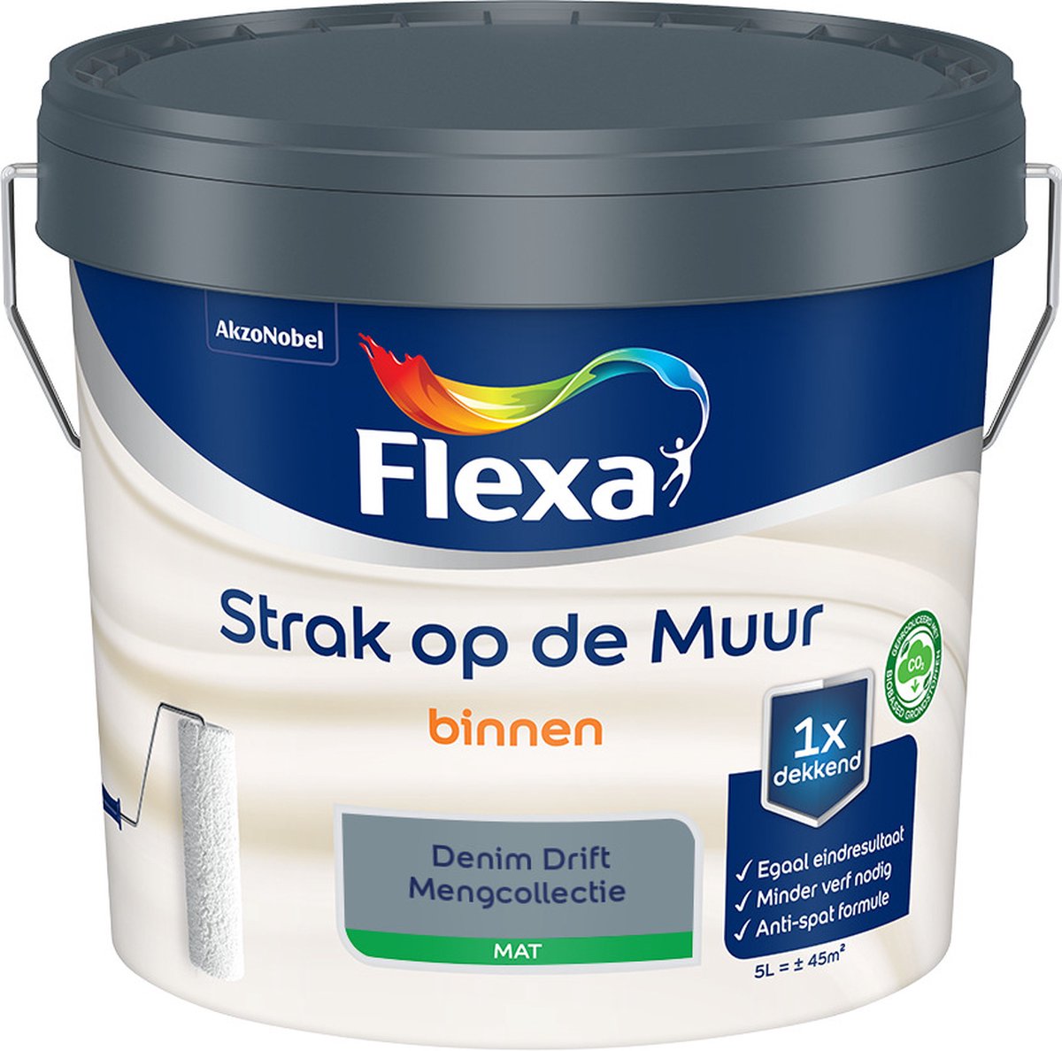 Nutteloos afvoer Stal Flexa Strak op de muur - Muurverf - Mengcollectie - Denim Drift - Blauw - 5  liter | bol.com