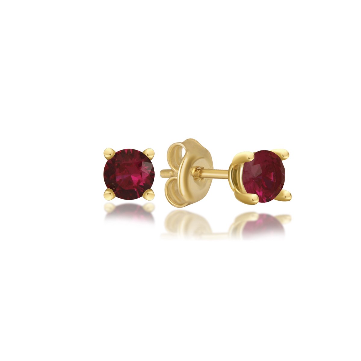 Geboortesteen Juli Robijn Oorknop Goldplated (925 Sterling) Trendy Minimalistisch Goldplated Oorknop Meisje | Cadeau Voor Vrouw