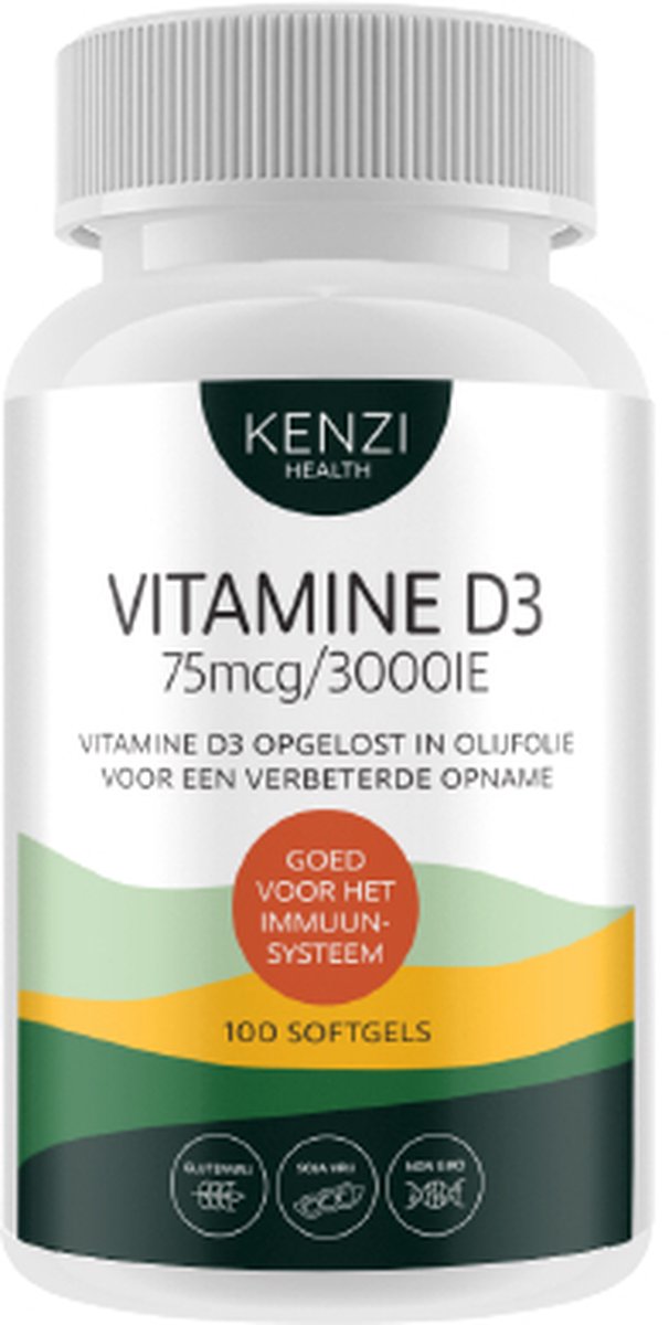 Kenzi Vitamine D3 – 75 mcg/ 3000iu 100 softgels